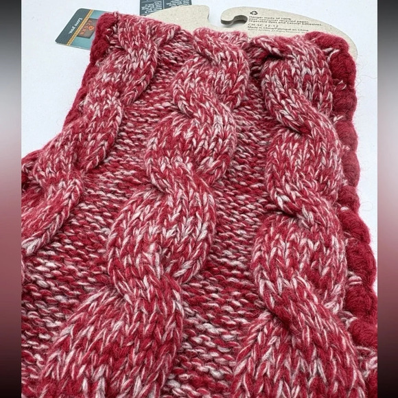 NECK WARMER SCARF Collar Red Crochet Cable Knit Decorative Flower Button Winter - Picture 6 of 8